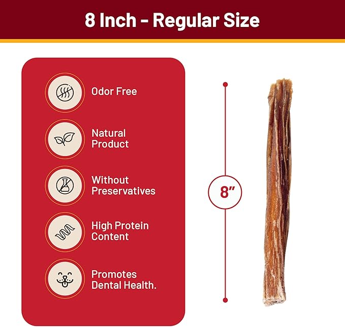 from The Farm Bully Stick 8 inch - Dog Bully Sticks - Odor Free Bully Sticks - Nature Gnaws Natural Dog Chews - Odor Free Bully Sticks for Dogs - Bully Sticks for Medium Dogs