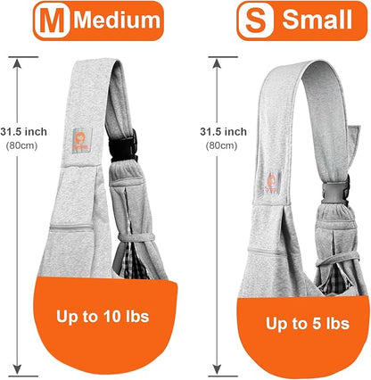 Tomkas Dog Sling Carrier for Small Dogs Puppy Carrier for Small Dogs (Grey, S - Adjustable Strap)