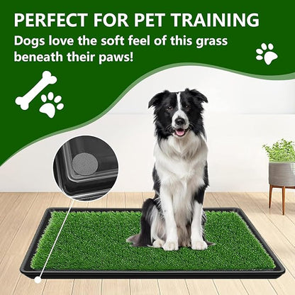 28.7 x 19.6In Dog Grass Pad with Tray Pet Potty Fake Grass Training Mat Artificial Grass for Dogs with Tray on Indoor and Outdoor