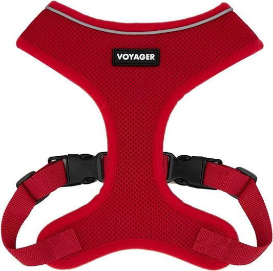 Aerolite No Pull Mesh Dog Harness with Lightweight, Soft, Breathable Chest Coverage, Reflective Stitching, and Adjustable Straps for Walking, Running, Training, Heavy Duty and Durable - Red, S