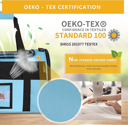 Cat Carrier, Dog Carrier, Pet Carrier Airline Approved for Cat, Small Dogs, Kitten, Cat Carriers for Small Medium Cats Under 15lb, Collapsible Soft Sided TSA Approved Cat Travel Carrier-Blue