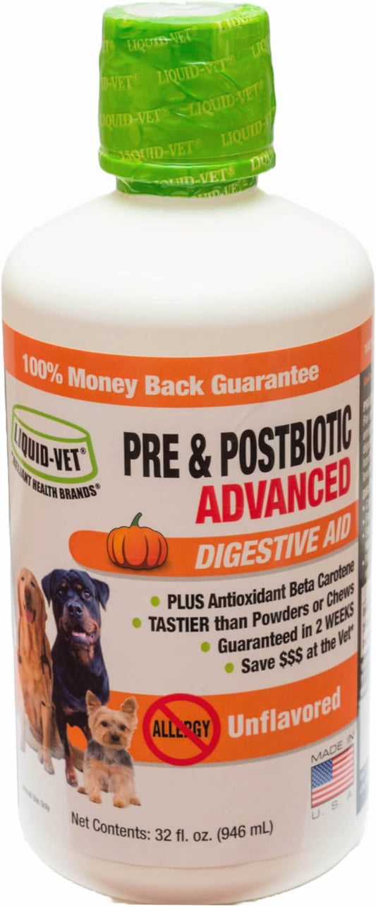 Liquid-Vet K9 Pre & PostBiotic Advanced (Allergy-Friendly Unflavored, 32oz Economy Size)