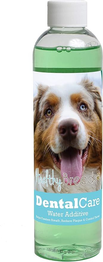 Healthy Breeds Dog Dental Care Water Additive for Australian Shepherd - Helps Freshen Breath, Reduce Plaque & Control Tartar - Mint Flavor - 8 oz