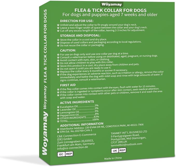 4 Pack Flea Collar for Dogs, Natural Flea and Tick Collar for Dogs, 8-Month Flea and Tick Prevention for Dogs, Dog Flea & Tick Control, Water Resistant Dog Flea Collar for Dogs Puppies, Gray