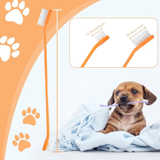 70 Pieces Dual End Dog Toothbrush Pet Toothbrush, Dual headed Pet Tooth Brush, Soft Grooming Dual Side Dog ToothBrush Multicolored for Pet Teeth Cleaning
