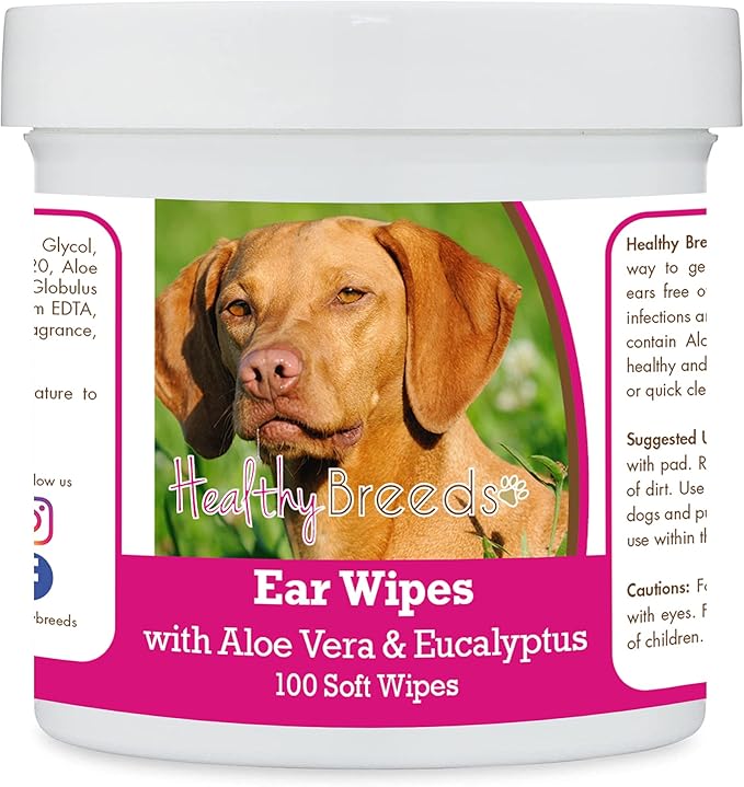 Healthy Breeds Vizsla Ear Cleaning Wipes with Aloe & Eucalyptus for Dogs 100 Count