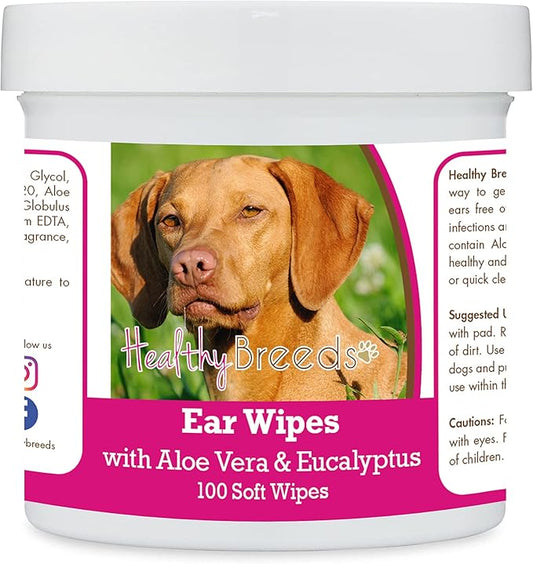 Healthy Breeds Vizsla Ear Cleaning Wipes with Aloe & Eucalyptus for Dogs 100 Count