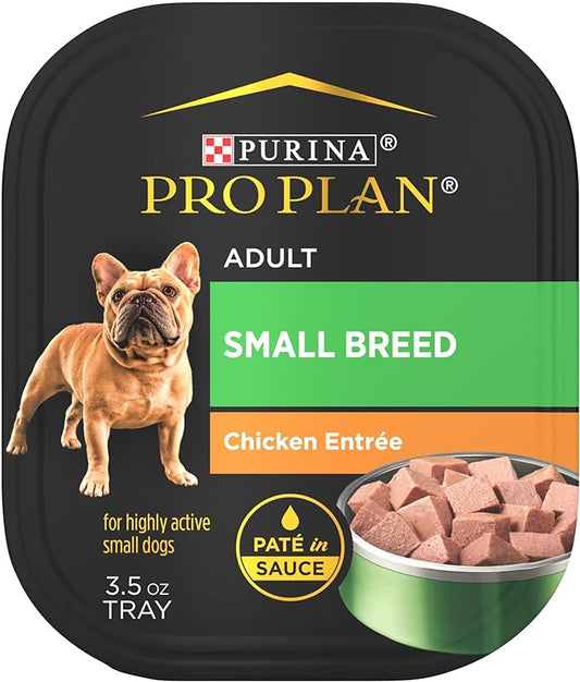 Purina Pro Plan Wet Dog Food for Small Dogs, Adult Small Breed Chicken Entree High Protein Dog Food - (Pack of 12) 3.5 oz. Trays