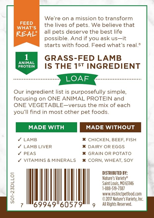 Instinct Limited Ingredient Diet Grain Free Real Lamb Recipe Natural Wet Canned Dog Food, 13.2 oz. Cans (Case of 6)