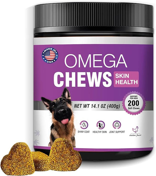 Dog Allergy Chews Omega 3 for Dogs Skin and Coat Supplement for Dogs Omega 3 Chews for Dogs Dog Itching Skin Relief Fish Oil for Dogs Dry Skin for Dogs Treatment Dog Salmon Oil Supplement 150 Tablets