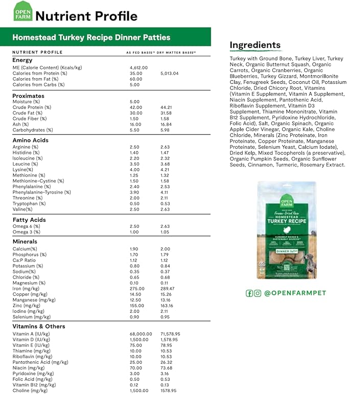 Open Farm Ancient Grains Dry Dog Food, Humanely Raised Meat Recipe with Wholesome Grains and No Artificial Flavors or Preservatives (Homestead Turkey Ancient Grain, 22 Pound (Pack of 1))