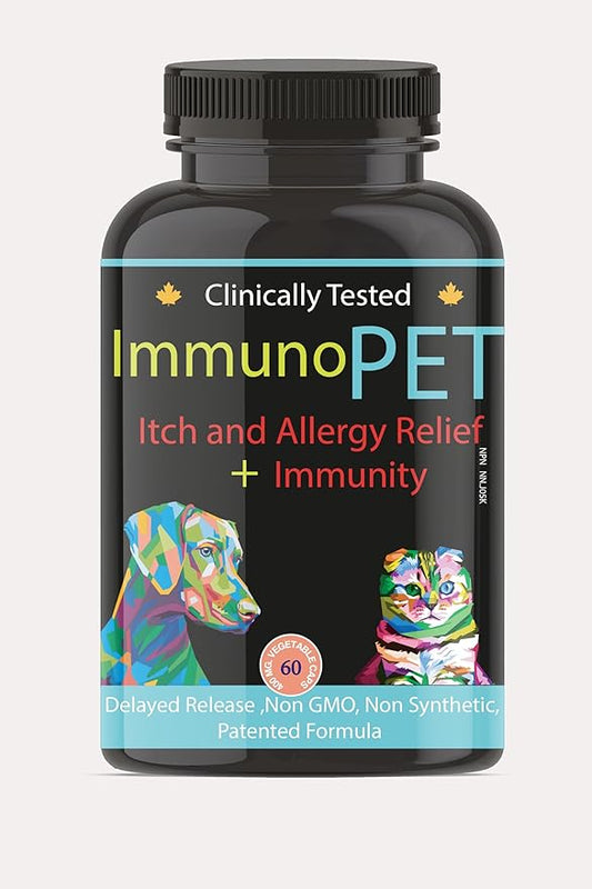 Itchy Skin Relief for Dogs and Cats - Hot Spot Relief - Pet Allergy Support -Cat and Dog Skin and Coat Supplement - Pet Immunity Support - 60 Caps