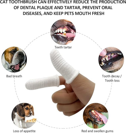 Dog Toothbrush Cat Toothbrush Fingers Toothbrushs for Dog Cat 8 Pack Dog Tooth Brushing Kit Teeth Cleaning, Suitable for Small Pets, Cat and Dog Dental Care, 1 Set for 2 Fingers, Includes 4 Sets