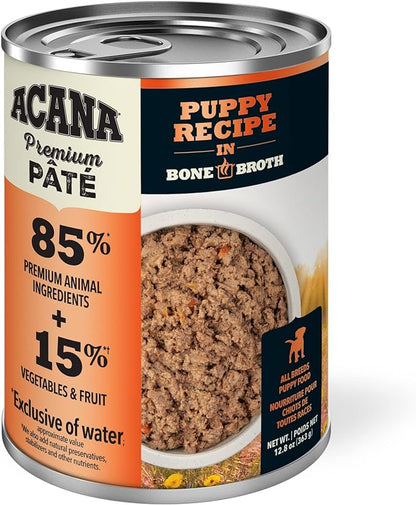 ACANA Premium Pate Wet Dog Food, Puppy Recipe in Bone Broth, 12.8oz (Case of 12)