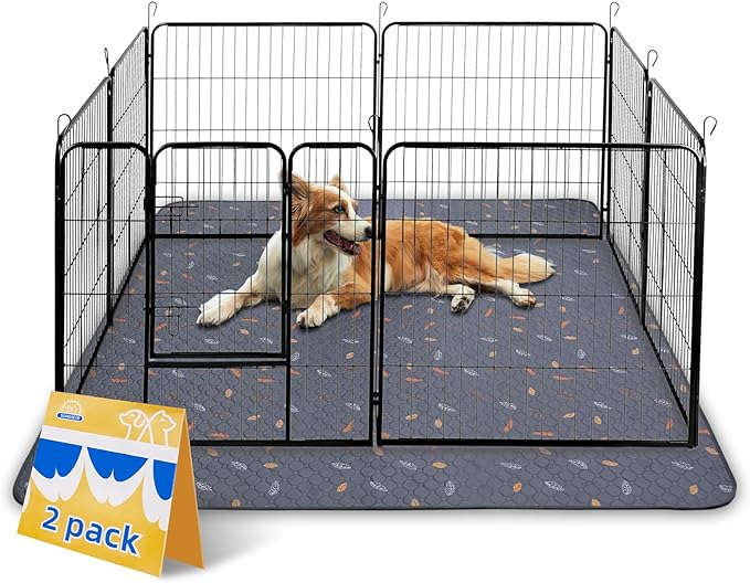 Washable Pee Pads for Dogs Extra Large 48" x 60" 2-Pack, Reusable Puppy Pads Pet Training Pads for Dog Playpen Indoor, Waterproof Dog Pee Pads for Puppy Playpen, Whelping Pad - Deep Grey