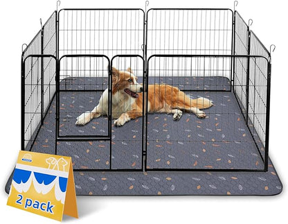 Washable Pee Pads for Dogs Extra Large 48" x 60" 2-Pack, Reusable Puppy Pads Pet Training Pads for Dog Playpen Indoor, Waterproof Dog Pee Pads for Puppy Playpen, Whelping Pad - Deep Grey