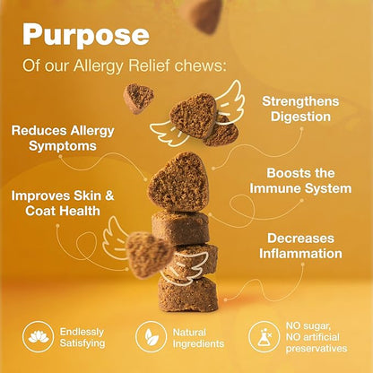 Dog Allergy Relief Chews - Allergy Relief for Dogs Itching- Anti Itch for Dogs - Itchy Skin & Seasonal Allergies Relief - Hot Spot Treats with Probiotics, Apple Cider Vinegar - Dog Itch Relief