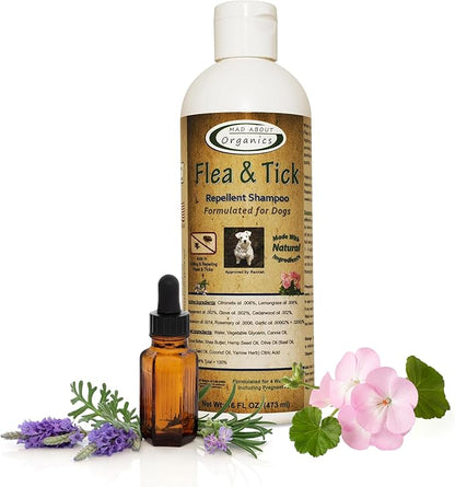 Flea and Tick Repellent Shampoo Formulated for Dogs - Dog Shampoo for Flea and Tick Prevention, Natural Flea Treatment for Dogs, Kills Eggs and Larvae, Effective Protection - 16oz