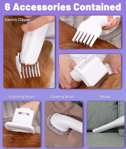 Pet Grooming Kit & Pet Hair Vacuum with 4L Dust Cup,Hair Blower & Electric Clippers, Dog Vacuum Brush, Low Noise Dog Grooming Kit Professional Pet Grooming Vacuum for Shedding Dogs Cats Hair…