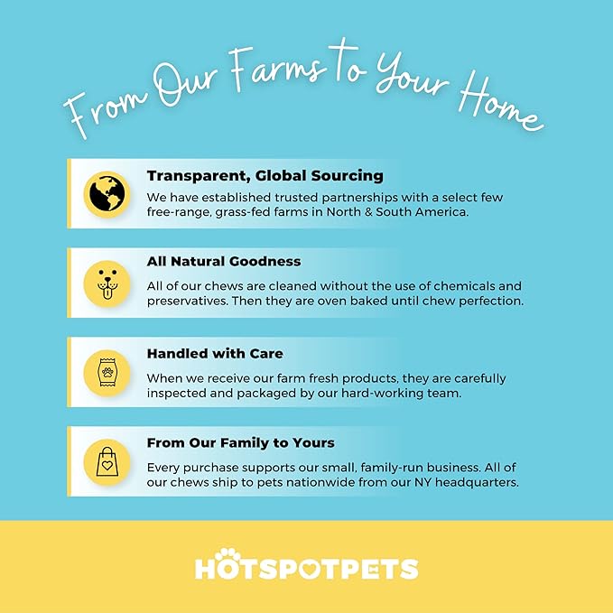 hotspot pets Beef Dog Treats Esophagus (6 Inches) - 100% Natural Healthy Chews for Dogs - Meat Jerky Snack Free of Preservatives, from Grass Fed Cattle (60 Count)