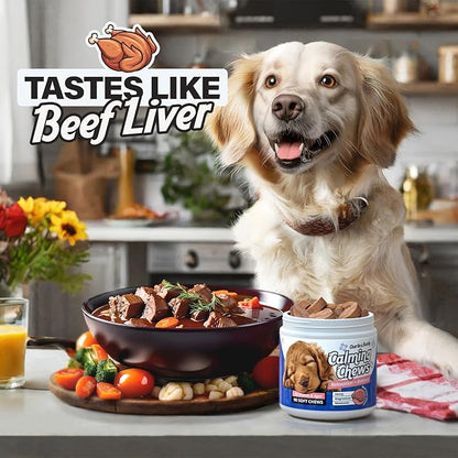 Charlie & Buddy Calming Chews for Dogs, Dog Anxiety Relief, Promote Relaxation, Dog Calming Chews with Melatonin for Dogs, Chamomile, Magnesium Citrate, 90 Soft Chews, Beef Liver Flavor