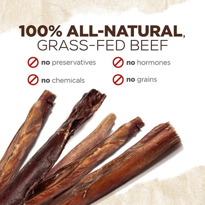 Natural Farm Power Bully Sticks Peanut Flavor Dog Chews (6”, 15-Pack), 2-in-1 Power Chews: Premium Beef Cheek Wrapped in Beef Pizzle with Enticing Peanut Butter Flavor, Double Chewing Time