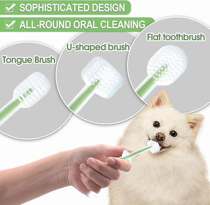 3-Piece Pet Silicone Toothbrush Set for Small Dogs and Cats - Safe and Gentle Dental Care for Your Furry Friend - Non-Toxic, Soft and Durable -Ideal Small Dog and Cat Toothbrush Kit(Green)