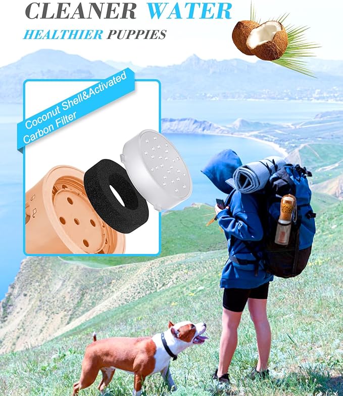 Dog Water Bottle 3 in 1, Leak Proof Portable Pet Water Bottle with Food Container & Poop Bag Dispenser, Water Dispenser for Dog, Puppy for Walking, Hiking, Camping, Travel (20oz Orange Pink)