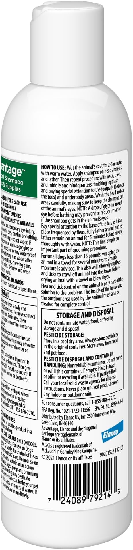 Advantage Dog Flea & Tick Shampoo for Puppies & Adult Dogs | Kills Fleas & Ticks | 8 oz.