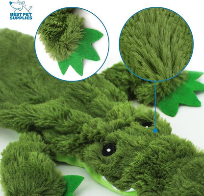 Best Pet Supplies 2-in-1 Stuffless Squeaky Dog Toys with Soft, Durable Fabric for Small and Large Pets, No Stuffing for Indoor Play, Holds a Plastic Bottle, Multicolor/Alligator & Wild Duck, Medium