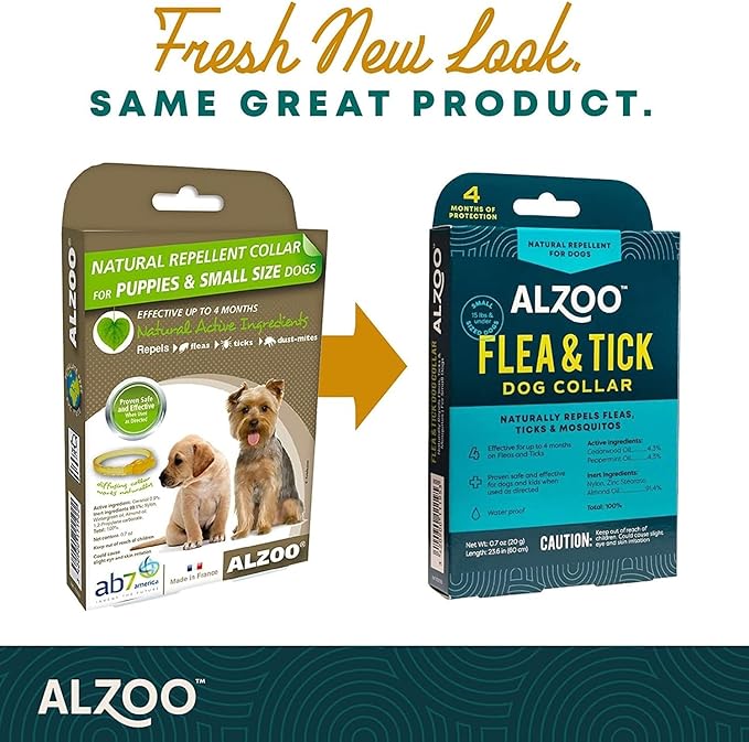 Flea & Tick Dog Collar, Helps Repel Fleas, Ticks & Mosquitoes, 100% Plant-Based Active Ingredients, Phthalates and PVC Free, Up to 4 Months Protection, for Small Dogs: 15 lbs & under, Single