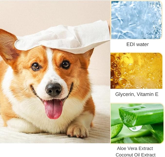 Pet Bath Wipes for Dogs and Cats 6 PCS，Dog wipes thickened material Cleaning Deodorizing Bathing Wipes Dog washing gloves Nourishing Grooming Fur，for Daily Care and Traveling Give your pet 6 baths!