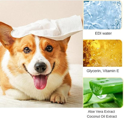 Pet Bath Wipes for Dogs and Cats 6 PCS，Dog wipes thickened material Cleaning Deodorizing Bathing Wipes Dog washing gloves Nourishing Grooming Fur，for Daily Care and Traveling Give your pet 6 baths!