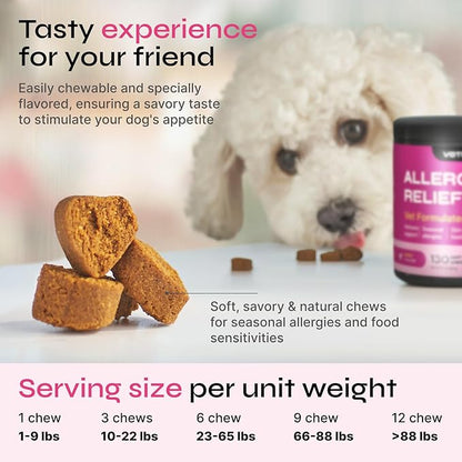 Dog Allergy Relief Chews - Dog Itching Skin Relief - Anti Itch for Dogs - Dog Itch Relief Chews - Hot Spot Treatment - Seasonal Allergy Support Supplements - Allergy Chews - Allergy Immune Treats