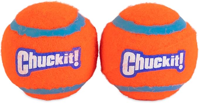 Chuckit Dog Tennis Ball Dog Toy, Small (2 Inch Diameter) for dogs 0-20 lbs, Shrink Wrap Pack of 2
