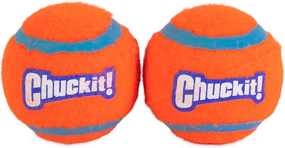 Chuckit Dog Tennis Ball Dog Toy, Small (2 Inch Diameter) for dogs 0-20 lbs, Shrink Wrap Pack of 2
