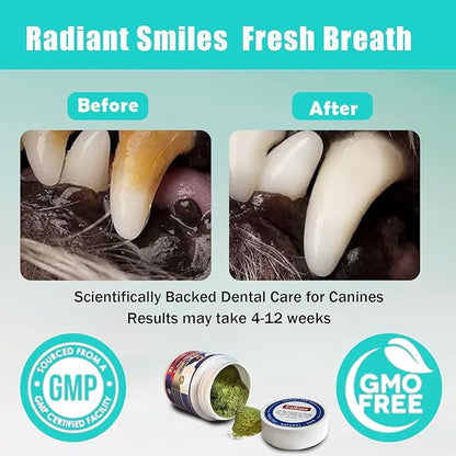 Dog Teeth Cleaning Powder,Herbal Dog Dental Powder with Breath Freshener,Plaque Remover for Teeth Dog Targets Tartar & Bad Breath,Healthy Mouth for Dogs