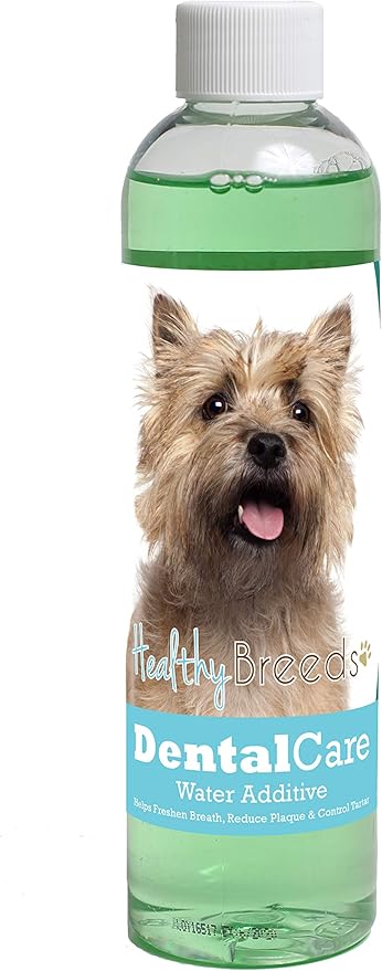 Healthy Breeds Dog Dental Care Water Additive for Cairn Terrier - Helps Freshen Breath, Reduce Plaque & Control Tartar - Mint Flavor - 8 oz