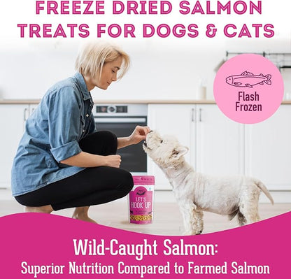 Freeze Dried Salmon Treats for Dogs & Cats (1.76 oz, Pack of 1) - Single Ingredient Dog Treats, Cat Treats - Natural Dog Treats, Grain Free