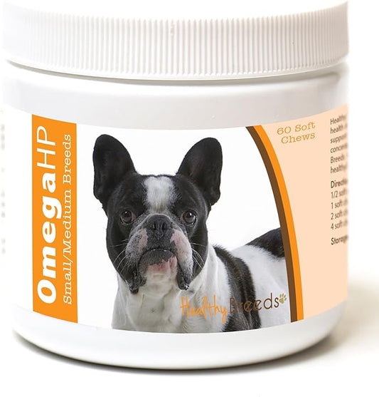 Healthy Breeds French Bulldog Omega HP Fatty Acid Skin and Coat Support Soft Chews 60 Count