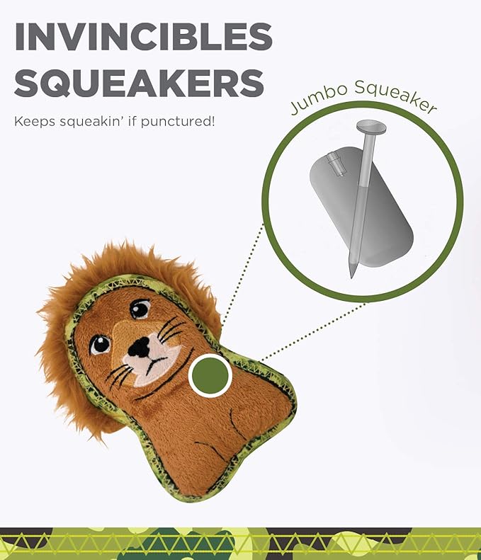 Outward Hound Xtreme Seamz Lion Squeaky Dog Toy - Reinforced Dense Stuffing Plush Toy