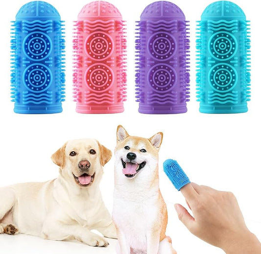 Dog Toothbrush Kit,Finger Toothbrush for Dogs,Toothbrush for Medium Large Dogs,Dog Teeth Cleaning Dental Care, ToothBrush Finger for bigger cats,Pet Toothbrush 4Pack