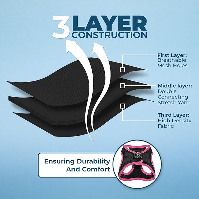 Voyager Step-in Air Dog Harness - All Weather Mesh Step in Vest Harness for Small and Medium Dogs by Best Pet Supplies - Pink Trim, S