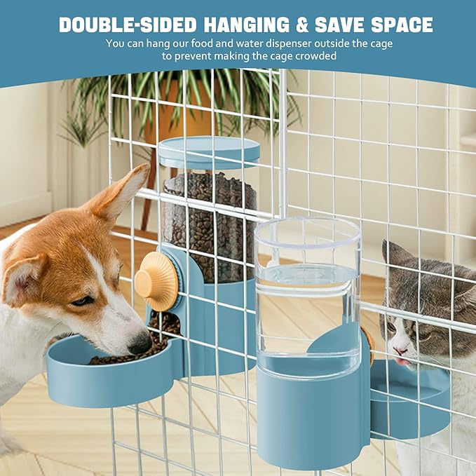 Anti-Spill Automatic Pet Food Water Dispenser, Blue, 1L, Plastic, for Ferret, Guinea Pig, Cat, Dog