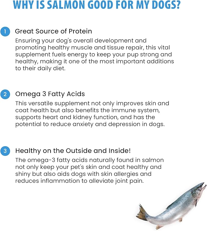 Dog for Dog Freeze Dried Dog Toppers for Dry Food - Protein Wild Atlantic Salmon Freeze Dried Dog Food Toppers for Picky Eaters | Dog Treats & Meal Mixer with Natural Ingredients | Made in USA - 8 OZ