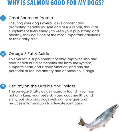 Dog for Dog Freeze Dried Dog Toppers for Dry Food - Protein Wild Atlantic Salmon Freeze Dried Dog Food Toppers for Picky Eaters | Dog Treats & Meal Mixer with Natural Ingredients | Made in USA - 8 OZ