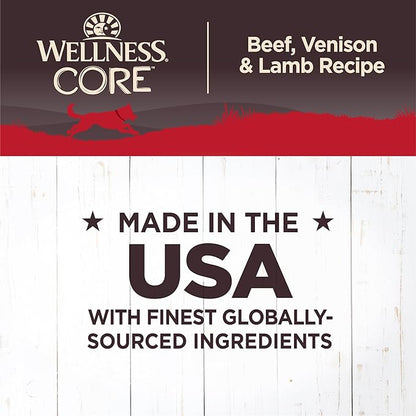 Wellness Natural Pet Food CORE Natural Wet Grain Free Canned Dog Food, Beef, Venison & Lamb, 12.5-Ounce Can (Pack of 12)