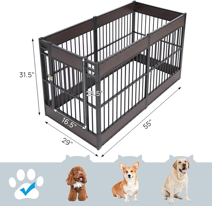 Dog Playpen, 31.5" Height Dog Pen Indoor, Heavy Duty, Safe and Sturdy, Furniture Style Puppy playpen (Black)