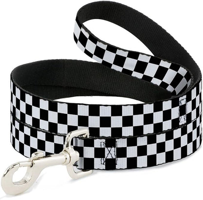 Dog Leash Checker Black White 6 Feet Long 1.0 Inch Wide