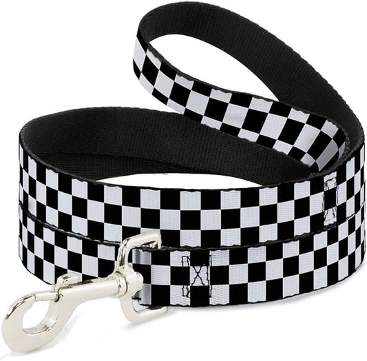 Dog Leash Checker Black White 6 Feet Long 0.5 Inch Wide